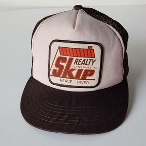 Vintage Skip Realty Insurance‎ Trucker Hat Mesh Cap Snap Back Peace River AB 80s